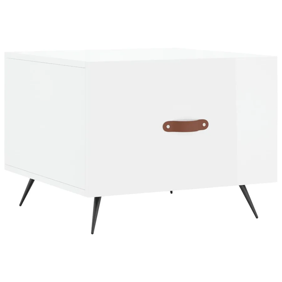 Table basse blanc brillant 50x50x40 cm bois d'ingénierie - 2