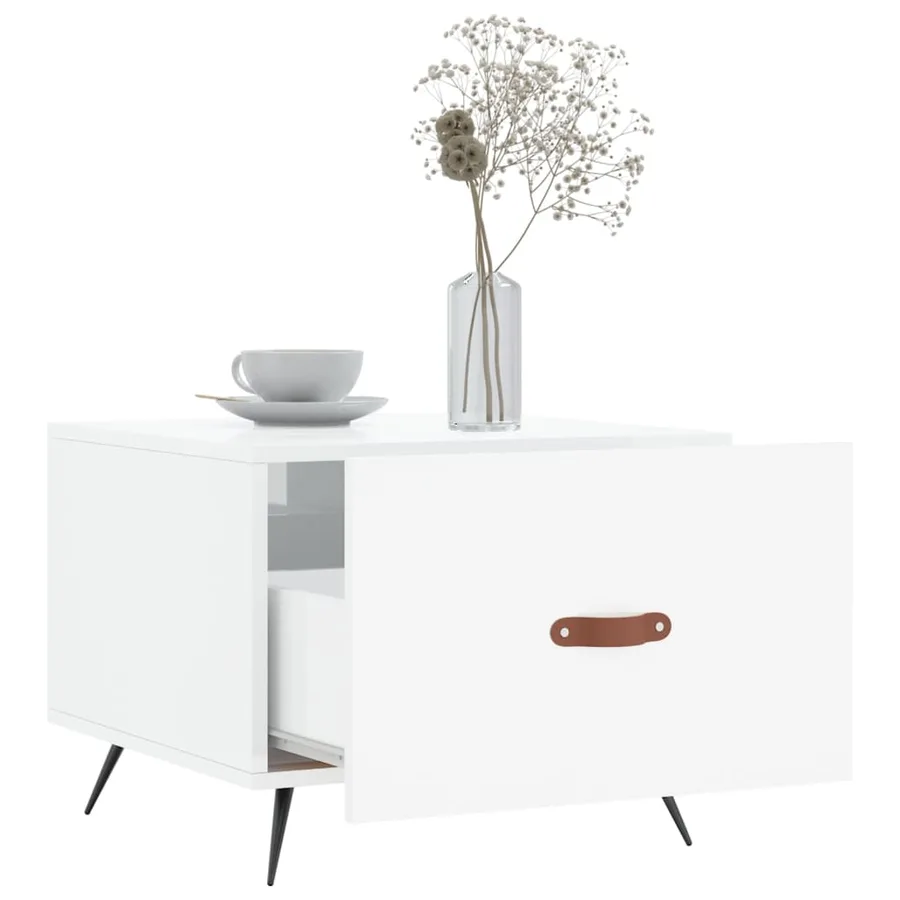 Table basse blanc brillant 50x50x40 cm bois d'ingénierie - 4