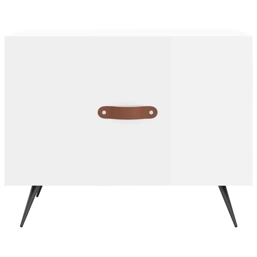 Table basse blanc brillant 50x50x40 cm bois d'ingénierie - 5