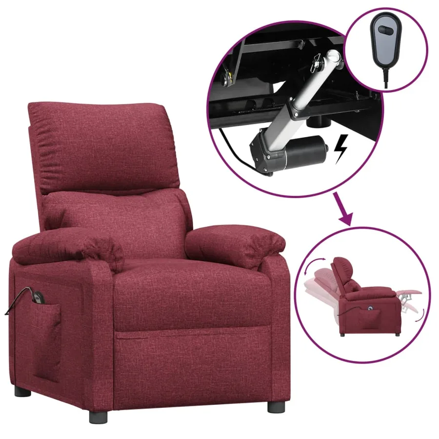 Fauteuil inclinable électrique Rouge bordeaux Tissu - 2