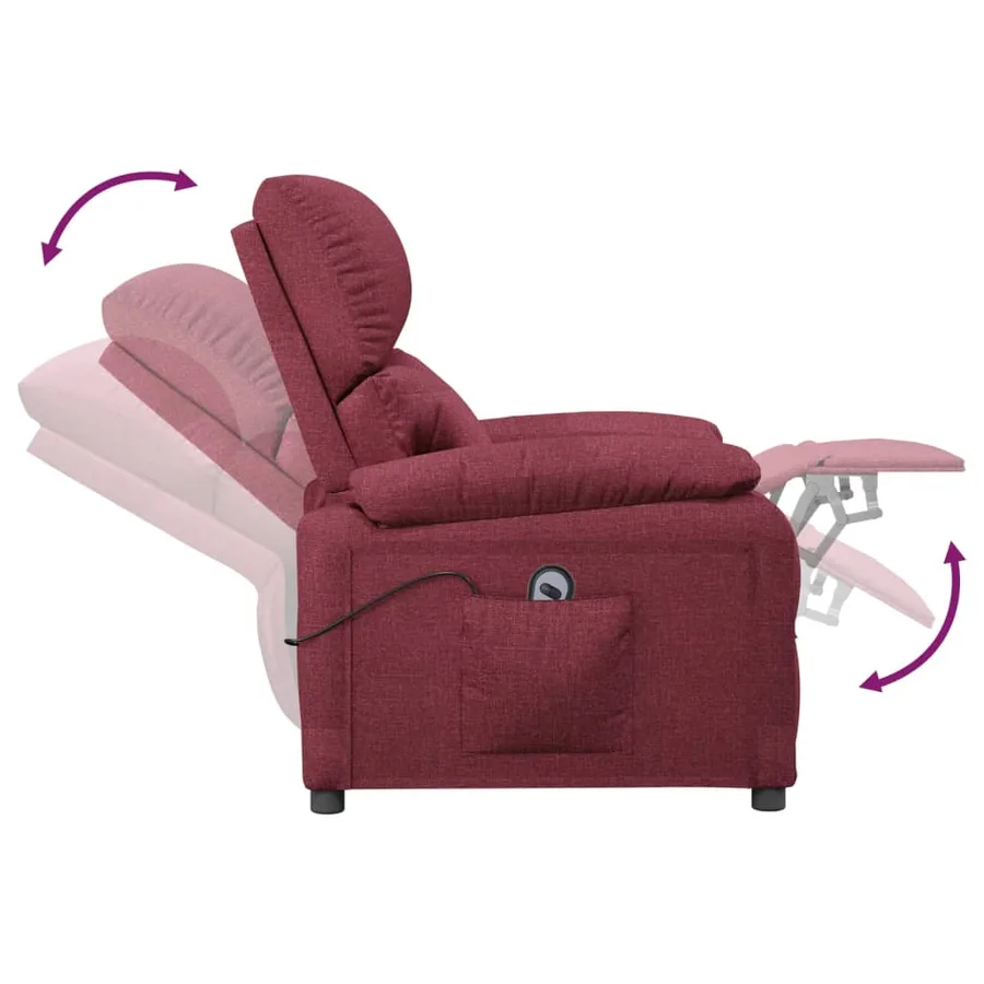 Fauteuil inclinable électrique Rouge bordeaux Tissu - 7