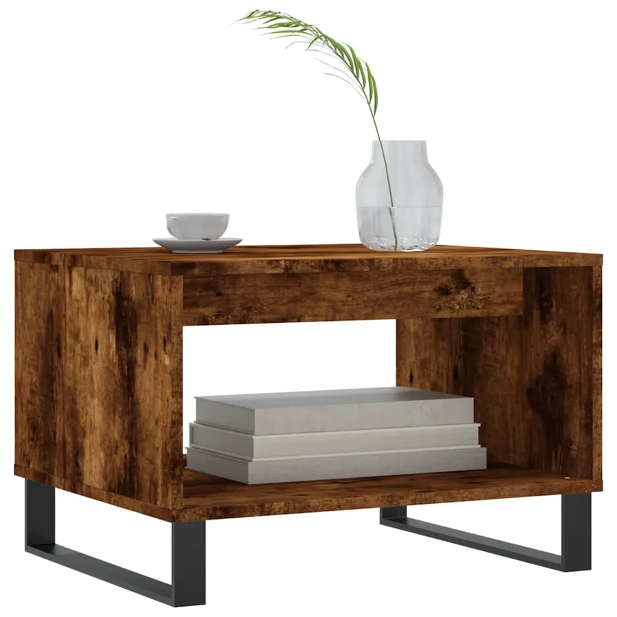 Table basse chêne fumé 60x50x40 cm bois d'ingénierie - 3