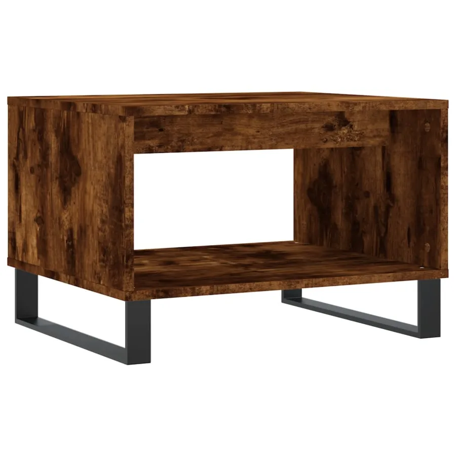 Table basse chêne fumé 60x50x40 cm bois d'ingénierie - 6