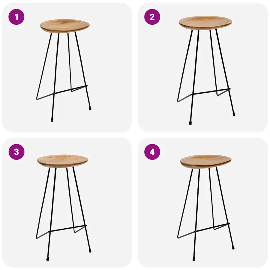 Tabourets de bar lot de 2 bois de teck massif - 4