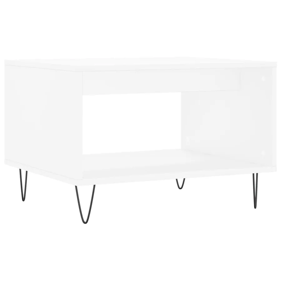 Table basse blanc 60x50x40 cm bois d'ingénierie - 2