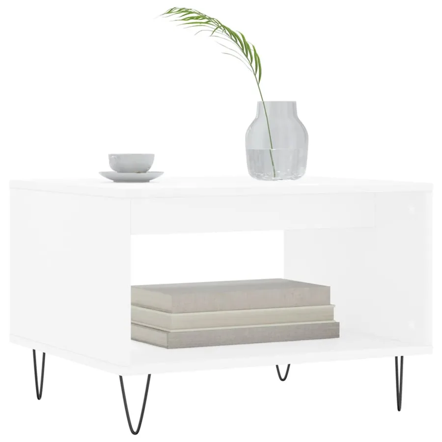 Table basse blanc 60x50x40 cm bois d'ingénierie - 3