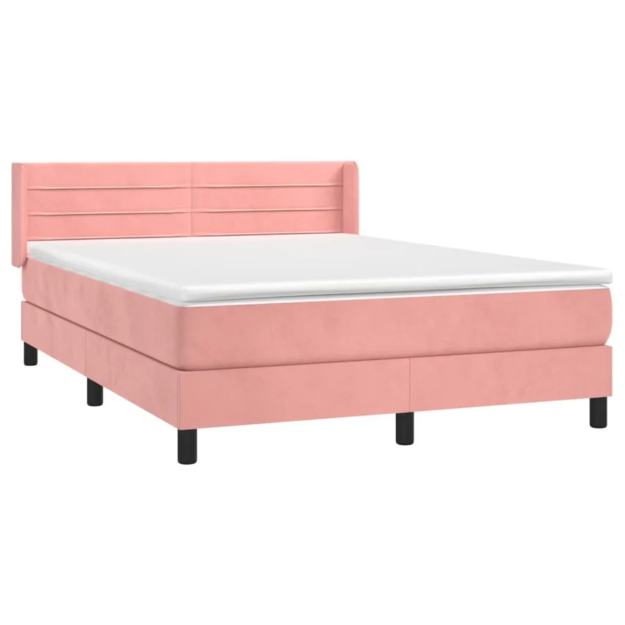 Sommier à lattes de lit avec matelas Rose 140x190 cm Velours - 3