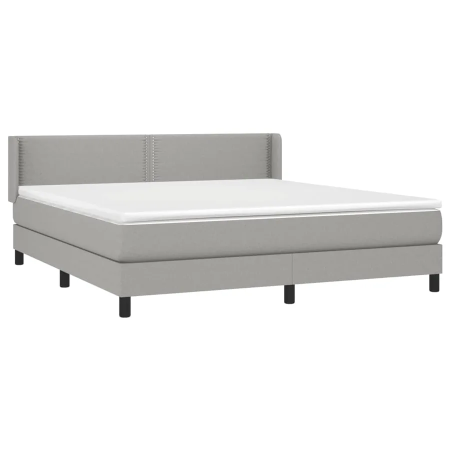 Sommier à lattes de lit avec matelas Gris clair 180x200cm Tissu - 3
