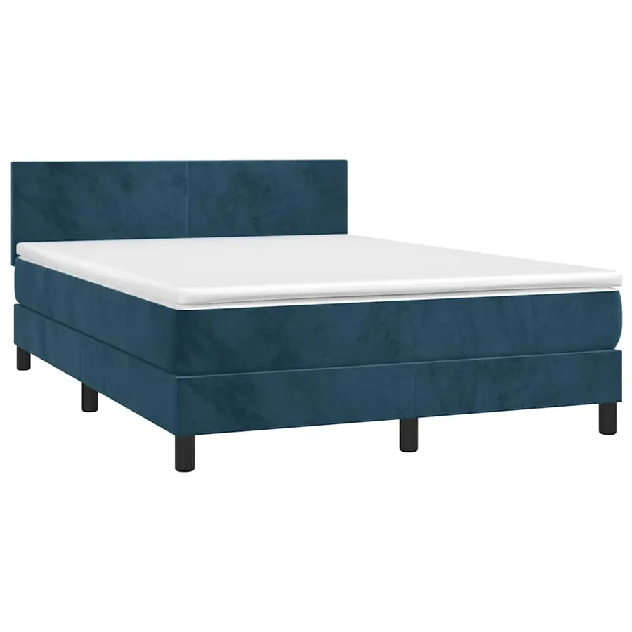 Sommier à lattes de lit avec matelas LED Bleu foncé 140x190 cm - 3