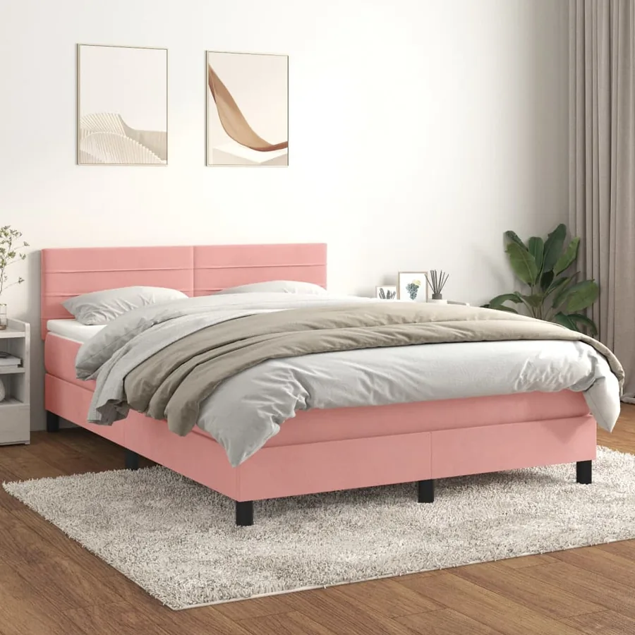 Sommier à lattes de lit avec matelas Rose 140x190 cm Velours