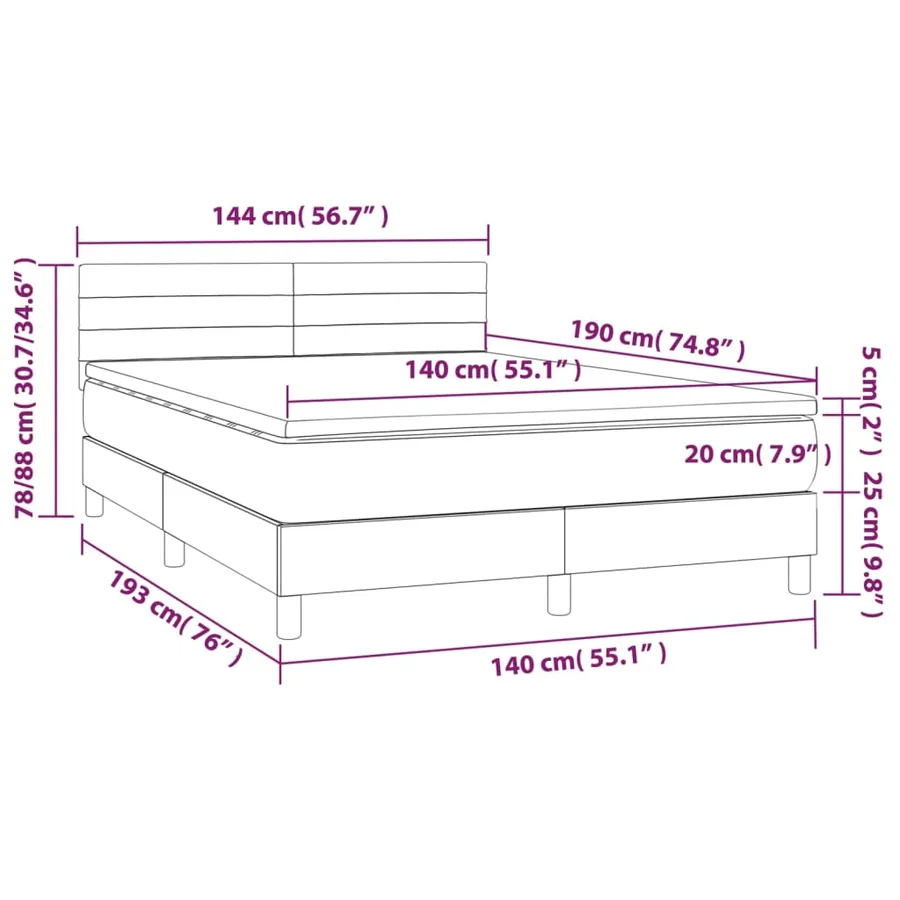 Sommier à lattes de lit avec matelas Rose 140x190 cm Velours - 7