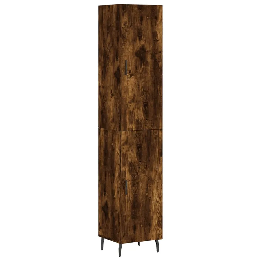 Buffet haut Chêne fumé 34,5x34x180 cm Bois d'ingénierie - 2