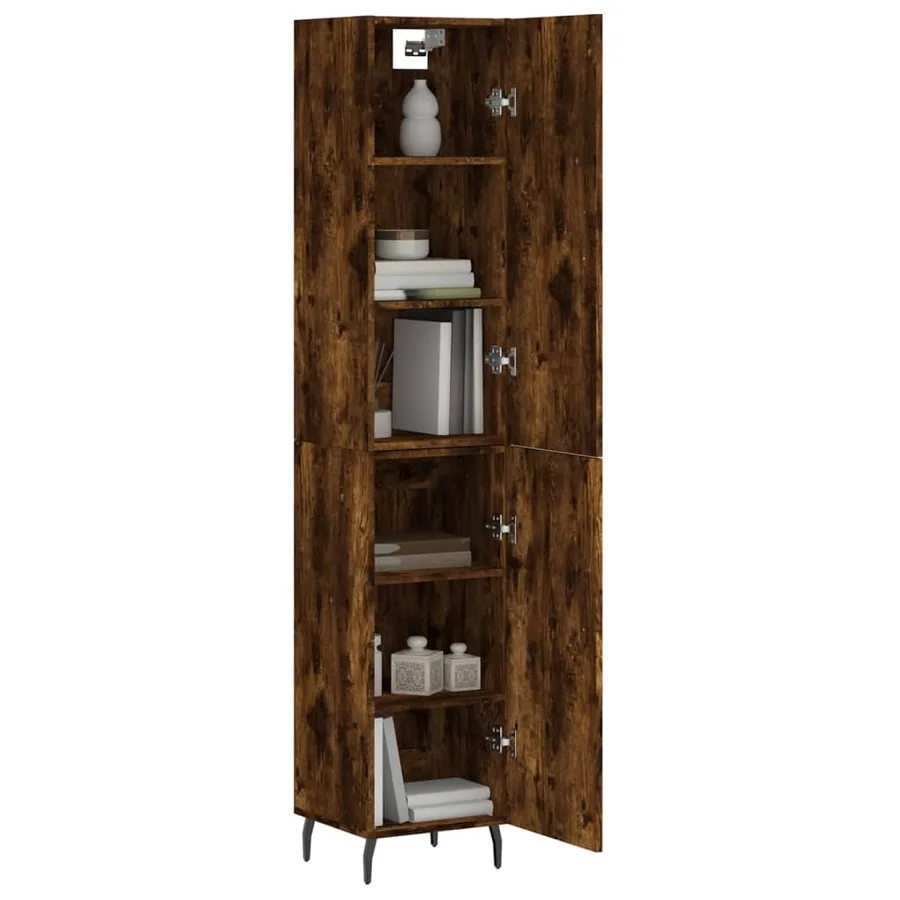 Buffet haut Chêne fumé 34,5x34x180 cm Bois d'ingénierie - 3