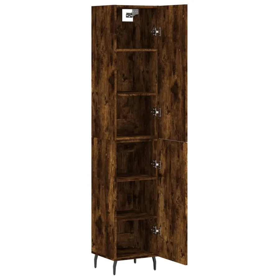 Buffet haut Chêne fumé 34,5x34x180 cm Bois d'ingénierie - 4