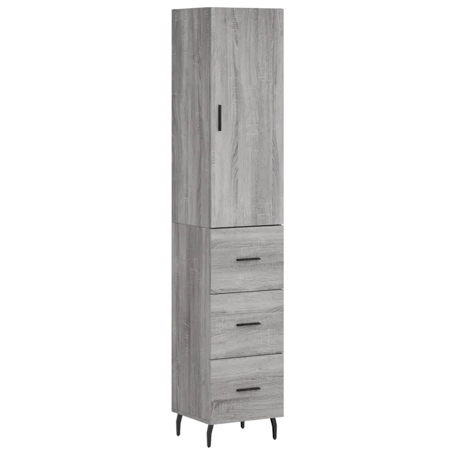 Buffet haut Sonoma gris 34,5x34x180 cm Bois d'ingénierie - 2