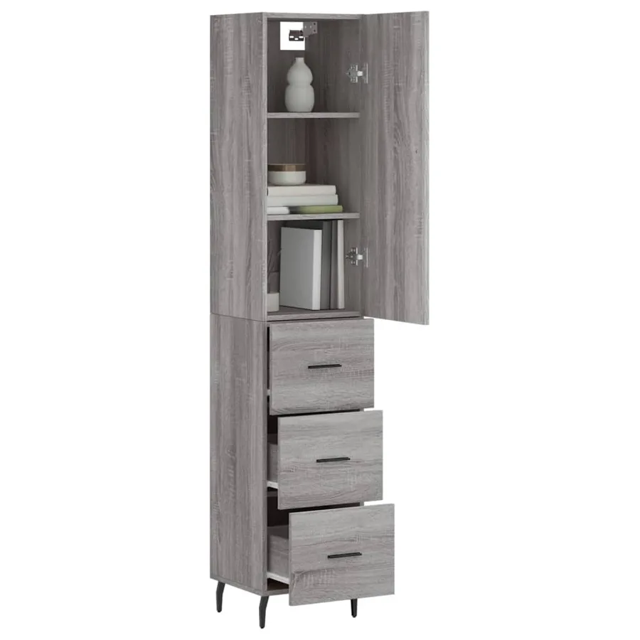 Buffet haut Sonoma gris 34,5x34x180 cm Bois d'ingénierie - 3
