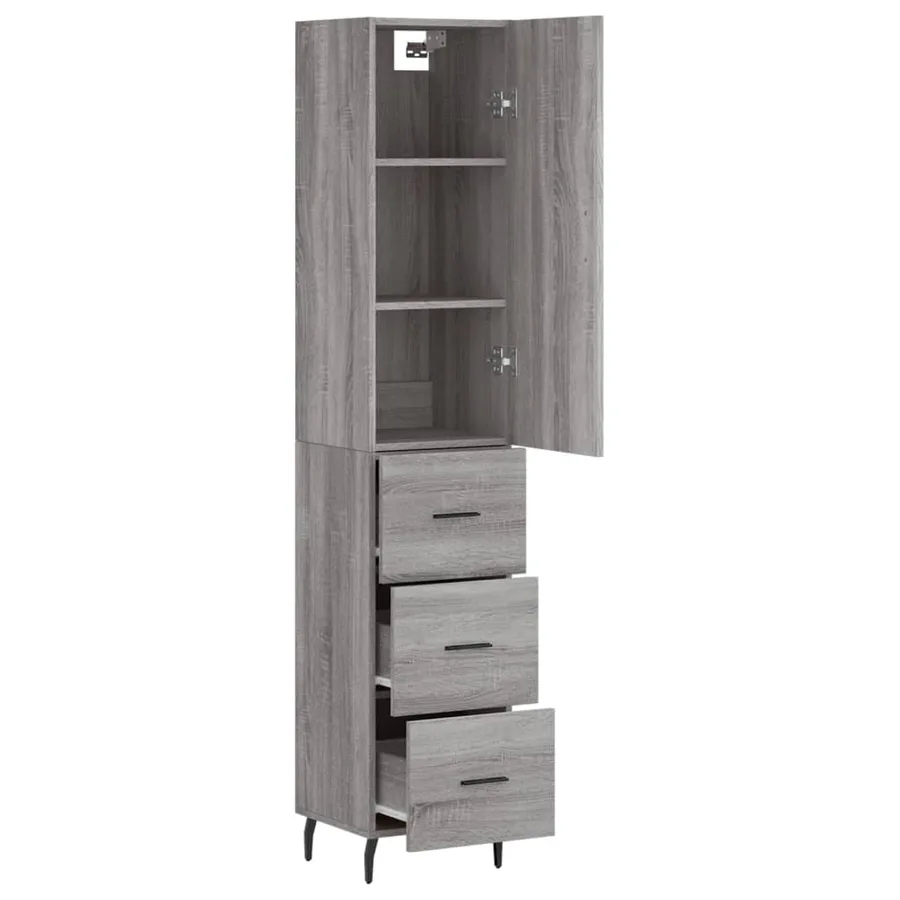 Buffet haut Sonoma gris 34,5x34x180 cm Bois d'ingénierie - 4