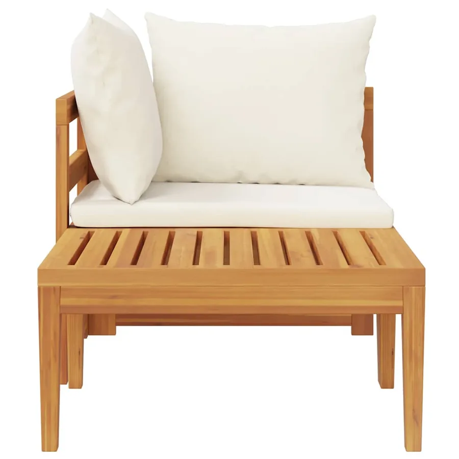 Salon de jardin 2 pcs avec coussins blanc crème Bois d'acacia - 6