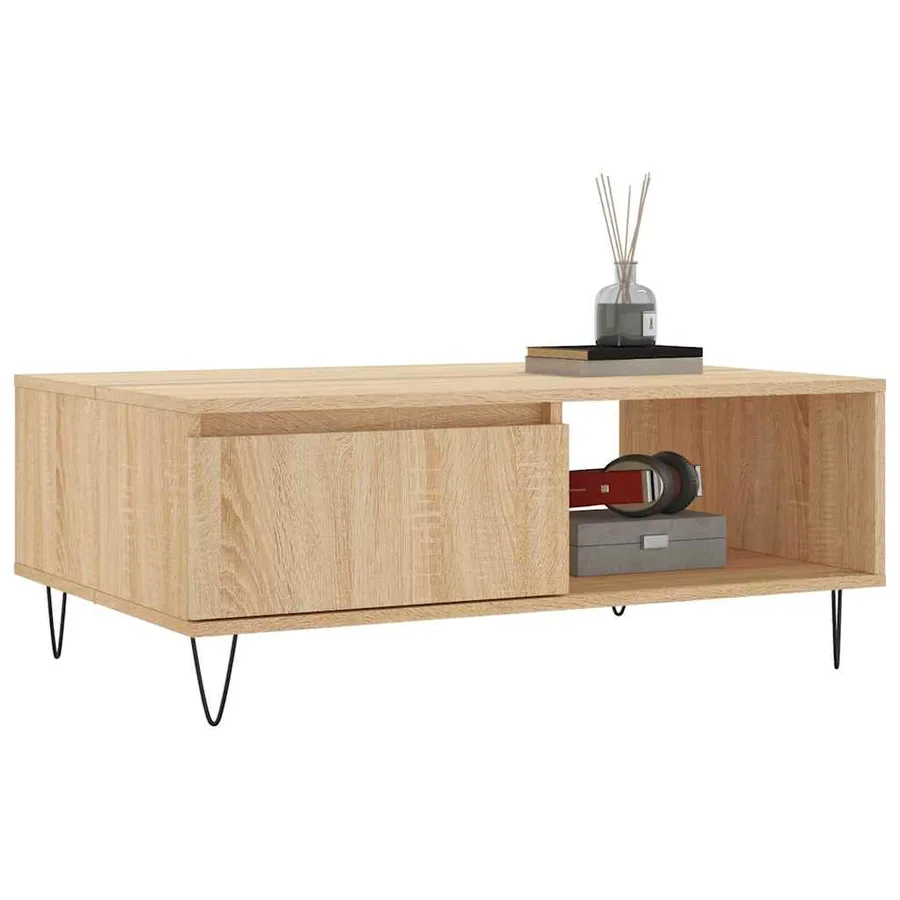 Table basse chêne sonoma 90x60x35 cm bois d'ingénierie - 3