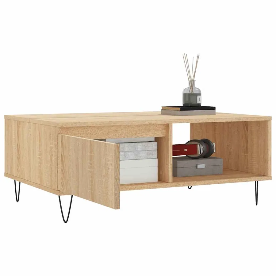 Table basse chêne sonoma 90x60x35 cm bois d'ingénierie - 4