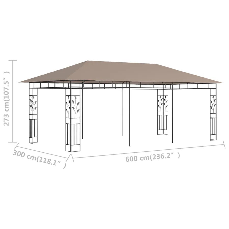 Belvédère avec moustiquaire 6x3x2,73 m Taupe 180 g/m² - 6