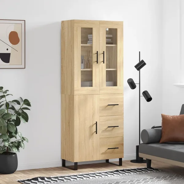 Buffet haut Chêne sonoma 69,5x34x180 cm Bois d'ingénierie
