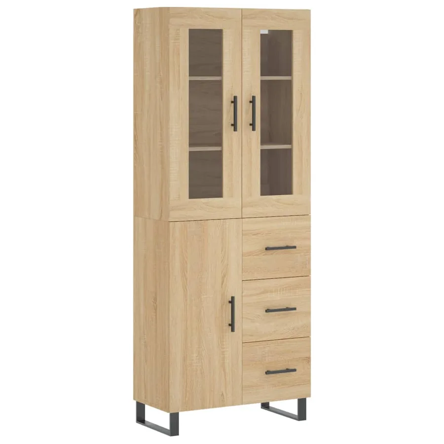 Buffet haut Chêne sonoma 69,5x34x180 cm Bois d'ingénierie - 2