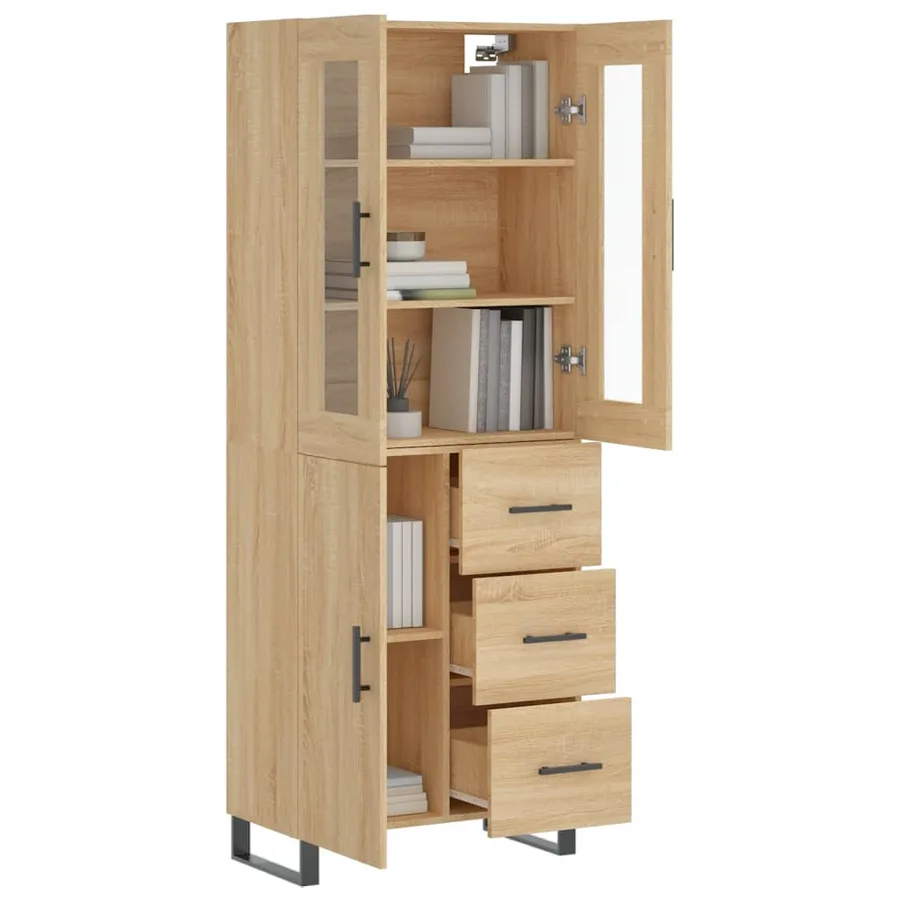 Buffet haut Chêne sonoma 69,5x34x180 cm Bois d'ingénierie - 3