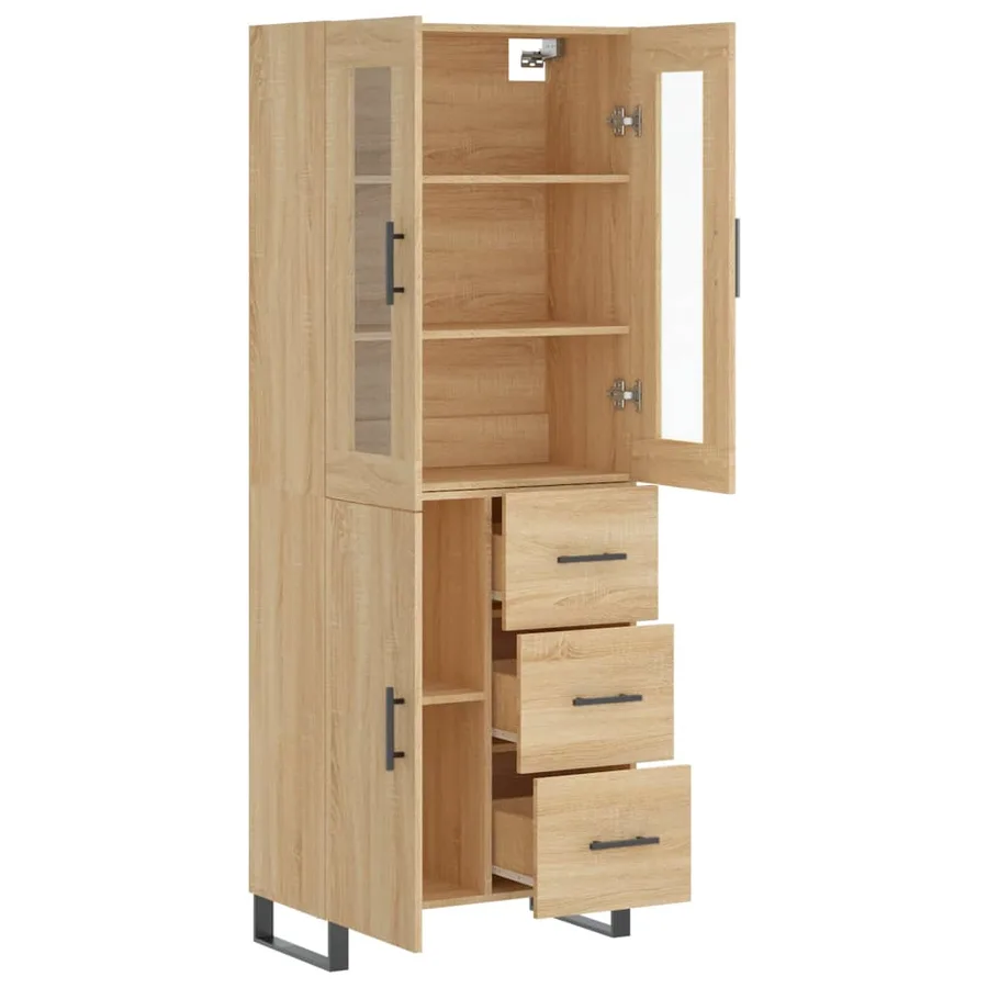 Buffet haut Chêne sonoma 69,5x34x180 cm Bois d'ingénierie - 4