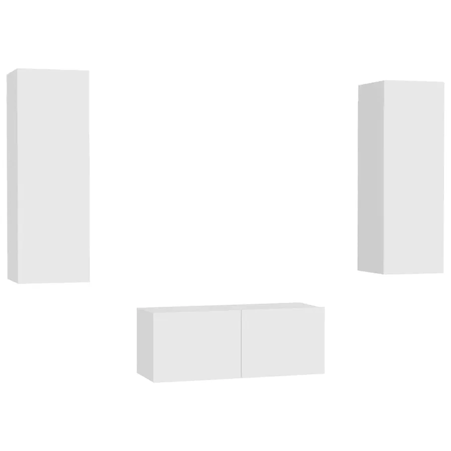 Ensemble de meubles TV 3 pcs Blanc Bois d'ingénierie - 2