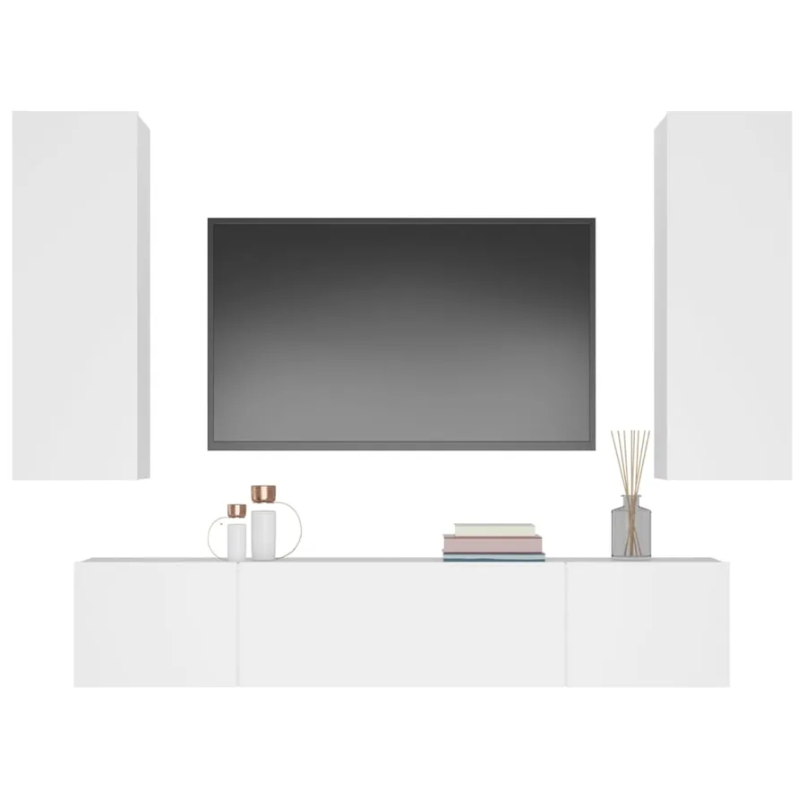 Ensemble de meubles TV 4 pcs Blanc Bois d'ingénierie - 10