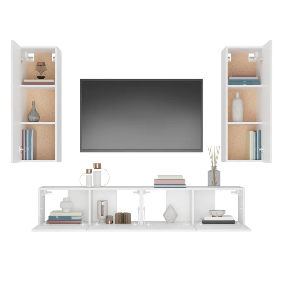 Ensemble de meubles TV 4 pcs Blanc Bois d'ingénierie - 11