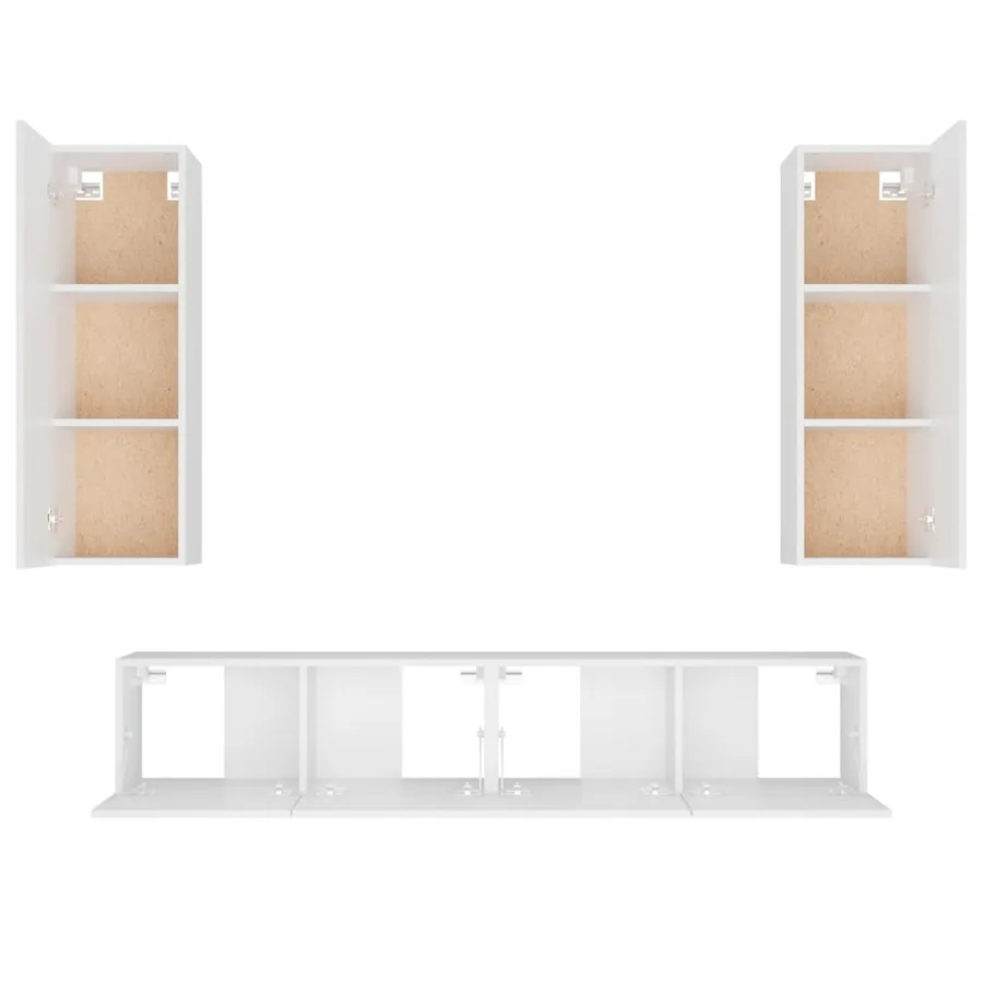 Ensemble de meubles TV 4 pcs Blanc Bois d'ingénierie - 4
