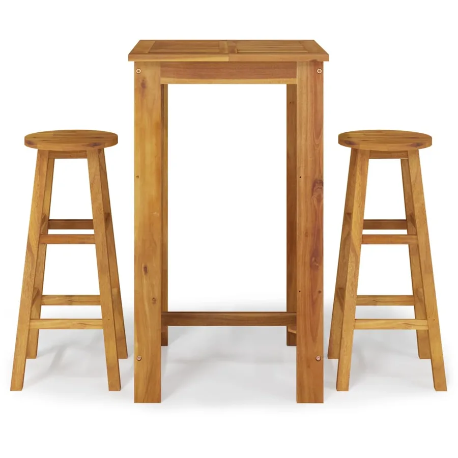 Ensemble de bar de jardin 3 pcs bois d'acacia solide - 2