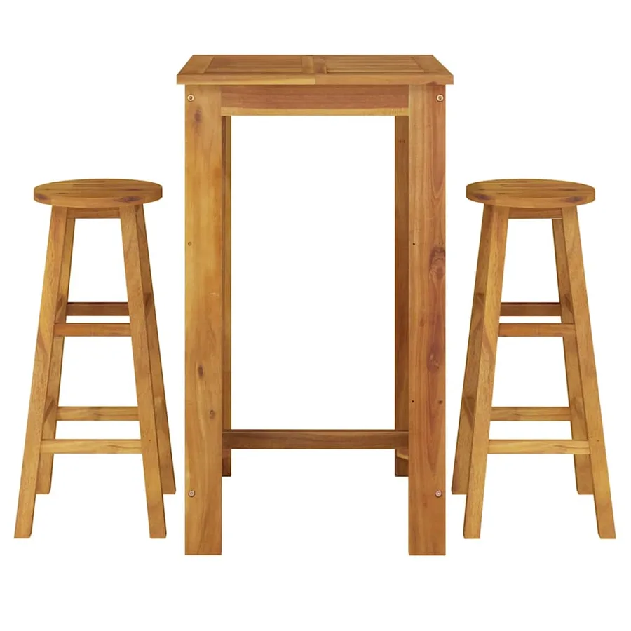 Ensemble de bar de jardin 3 pcs bois d'acacia solide - 3