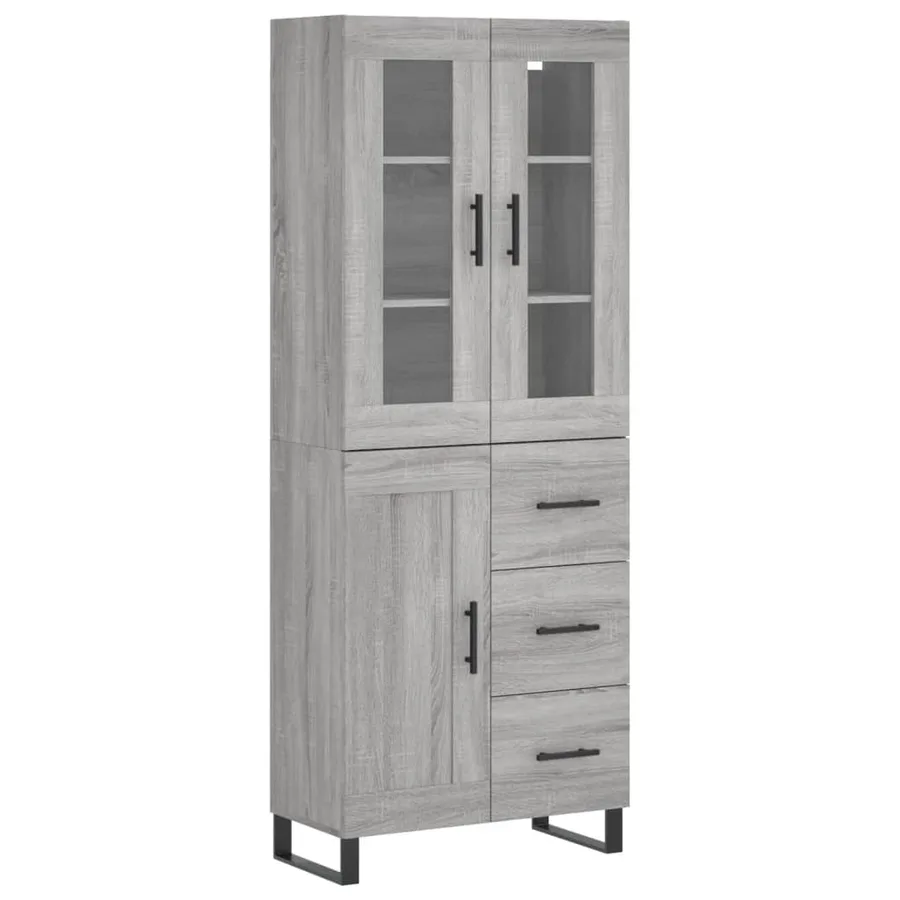 Buffet haut Sonoma gris 69,5x34x180 cm Bois d'ingénierie - 2