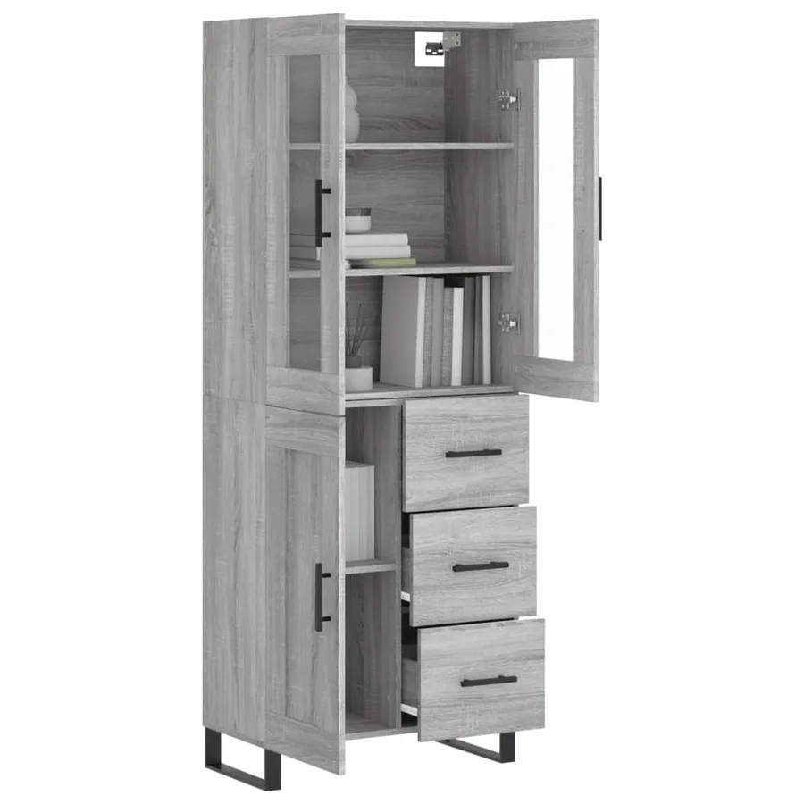 Buffet haut Sonoma gris 69,5x34x180 cm Bois d'ingénierie - 3