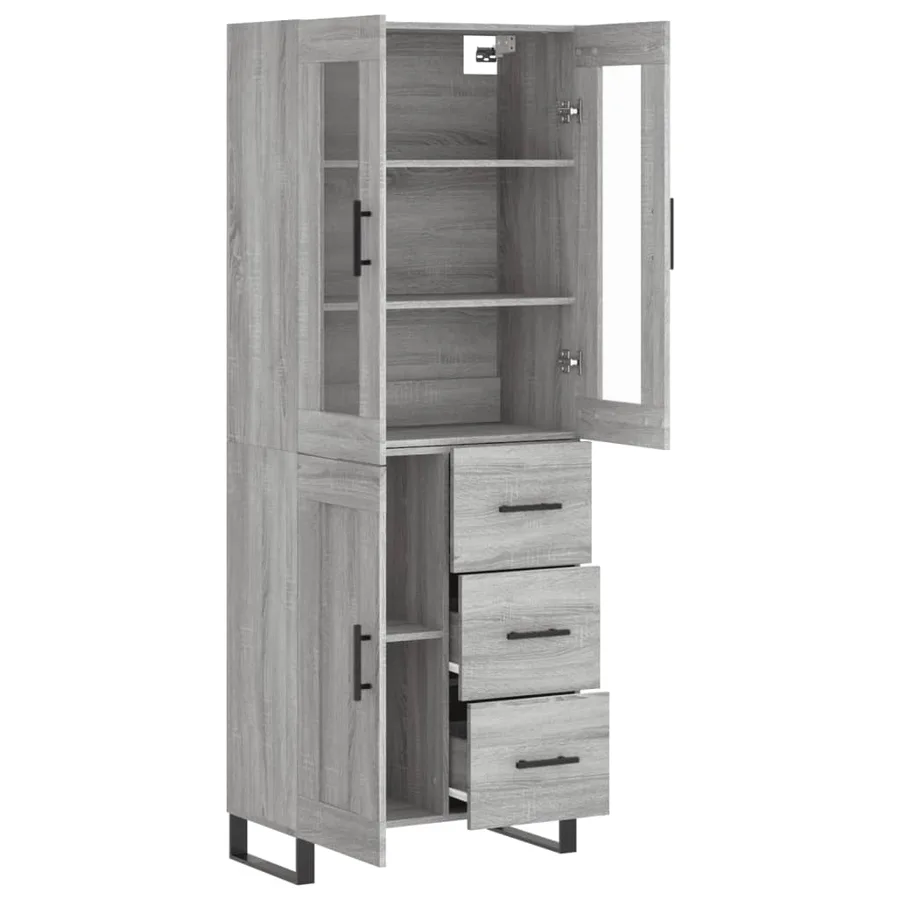 Buffet haut Sonoma gris 69,5x34x180 cm Bois d'ingénierie - 4