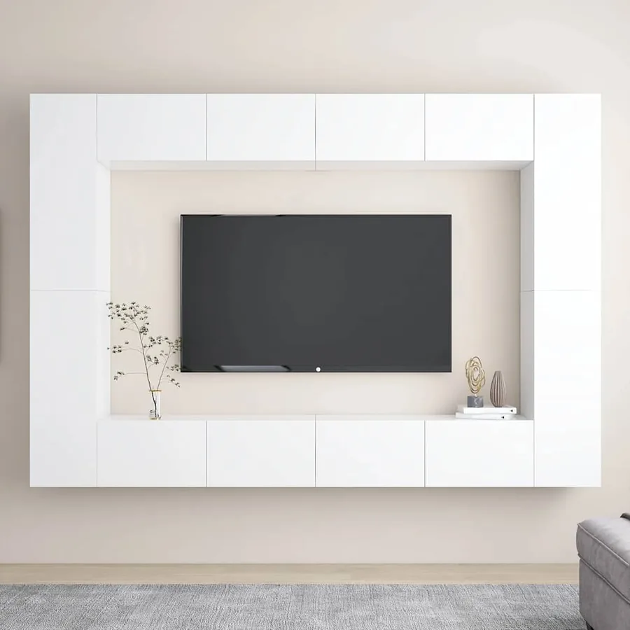 Ensemble de meubles TV 8 pcs Blanc Bois d'ingénierie
