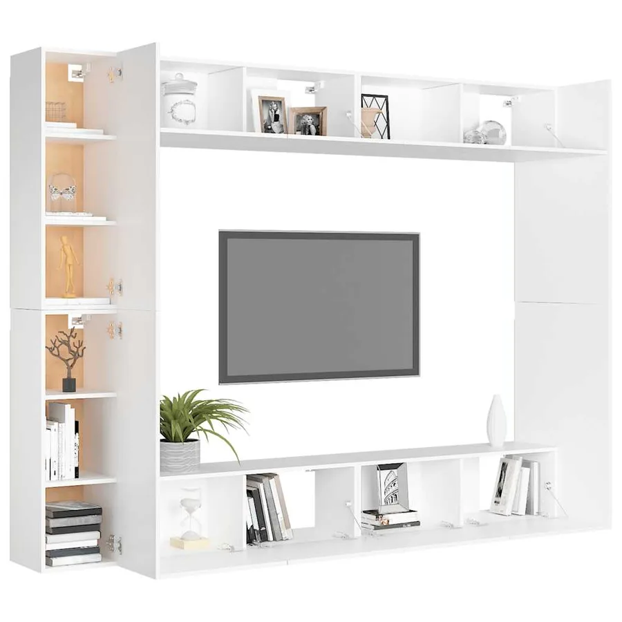 Ensemble de meubles TV 8 pcs Blanc Bois d'ingénierie - 3