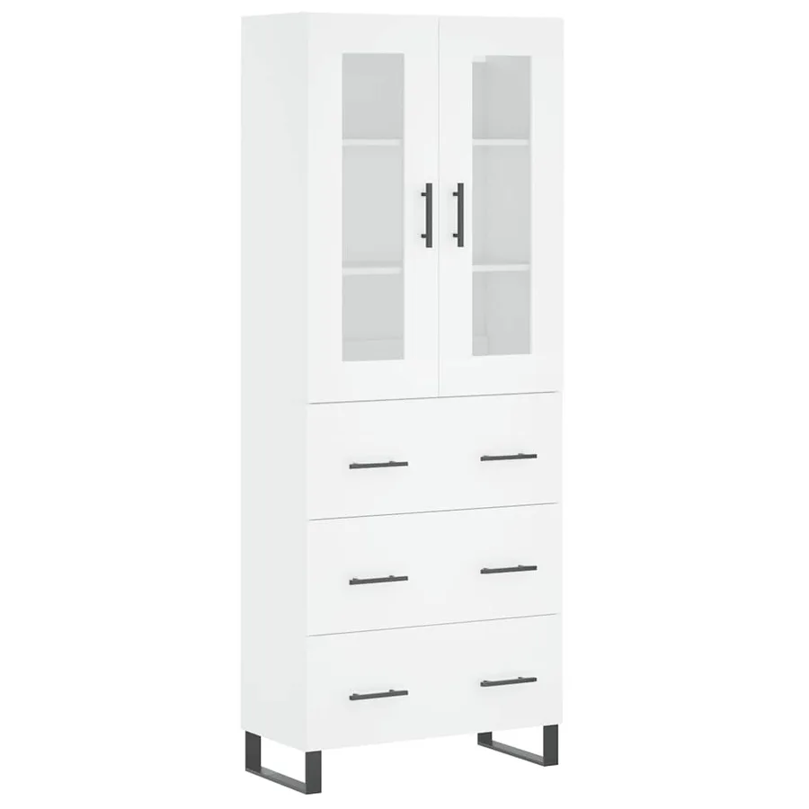 Buffet haut Blanc 69,5x34x180 cm Bois d'ingénierie - 2