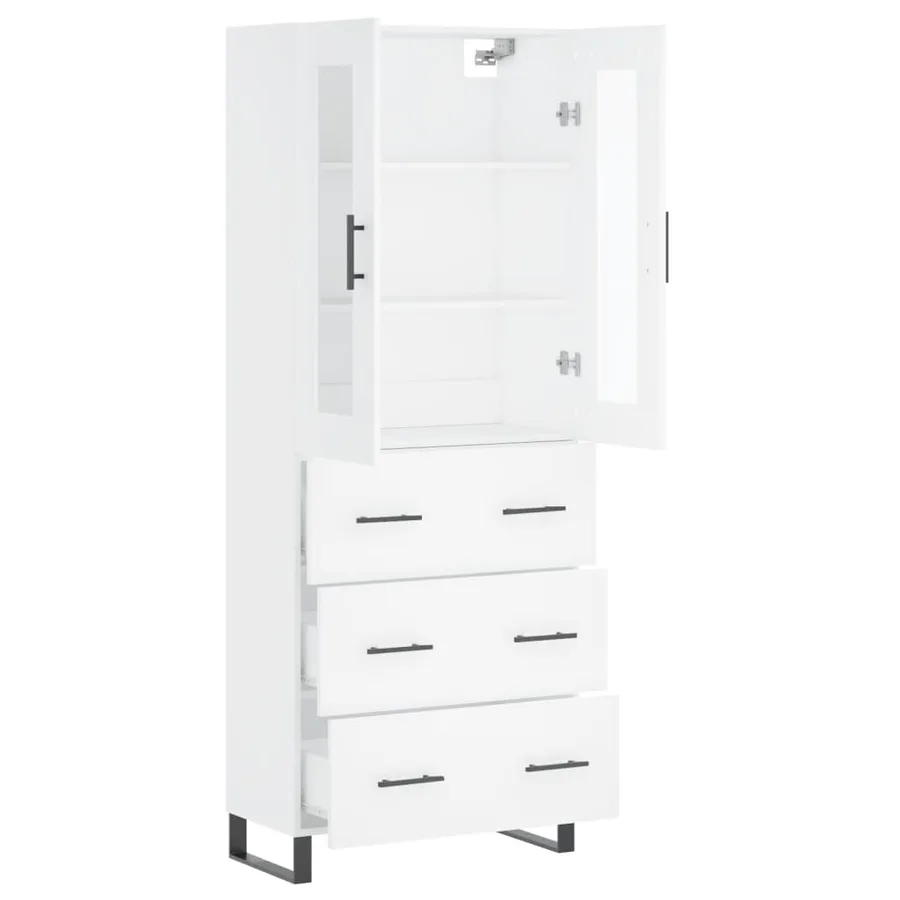 Buffet haut Blanc 69,5x34x180 cm Bois d'ingénierie - 4