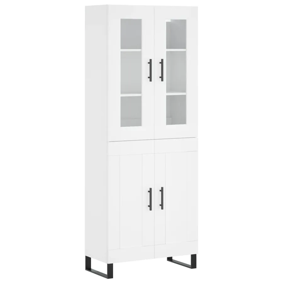 Buffet haut Blanc 69,5x34x180 cm Bois d'ingénierie - 2