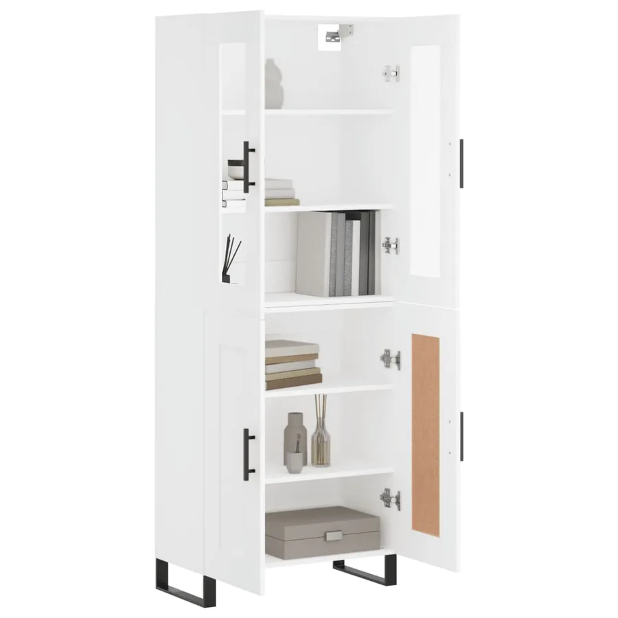 Buffet haut Blanc 69,5x34x180 cm Bois d'ingénierie - 3