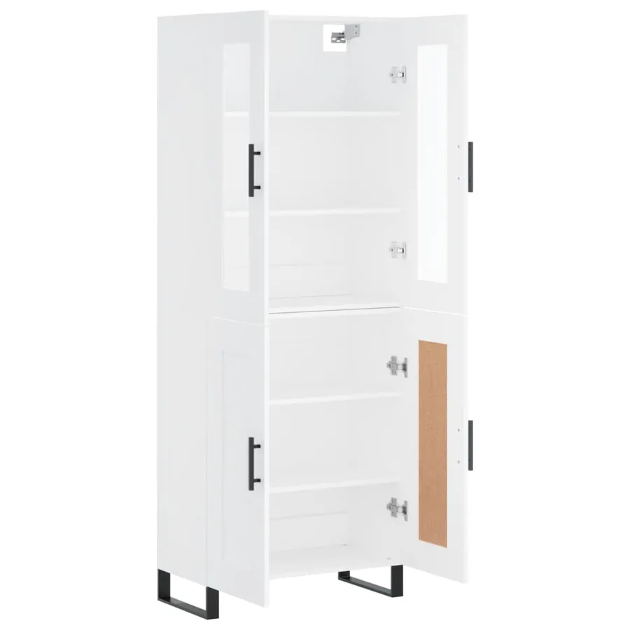 Buffet haut Blanc 69,5x34x180 cm Bois d'ingénierie - 4