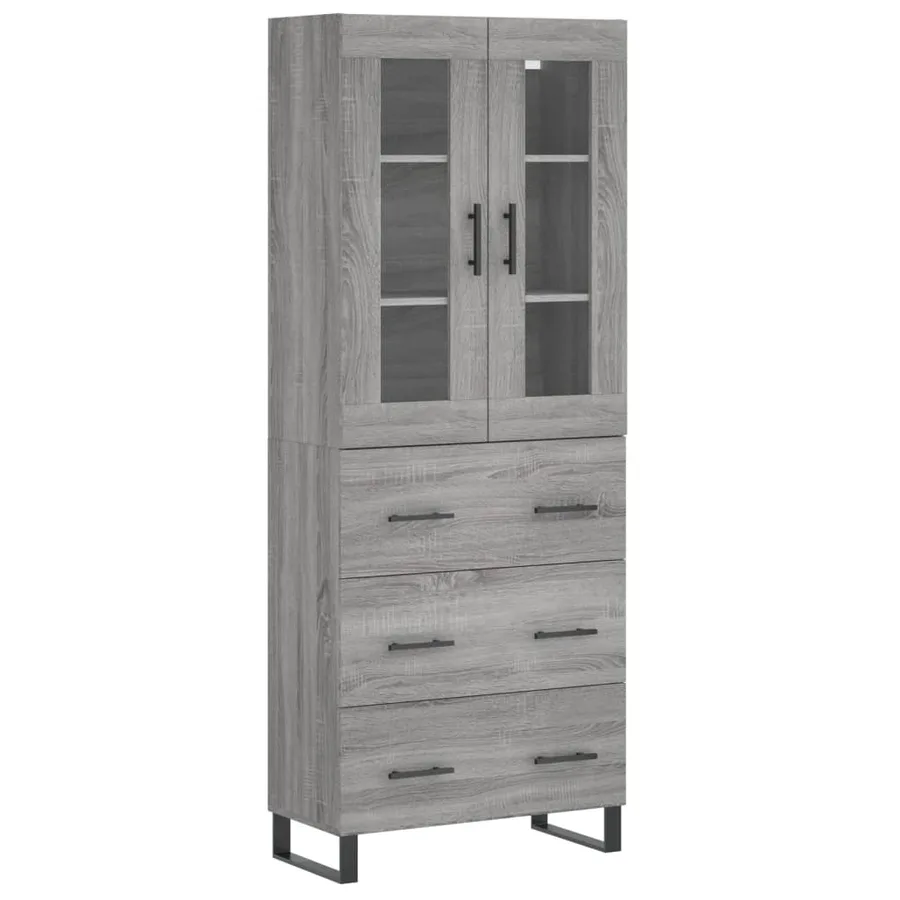 Buffet haut Sonoma gris 69,5x34x180 cm Bois d'ingénierie - 2