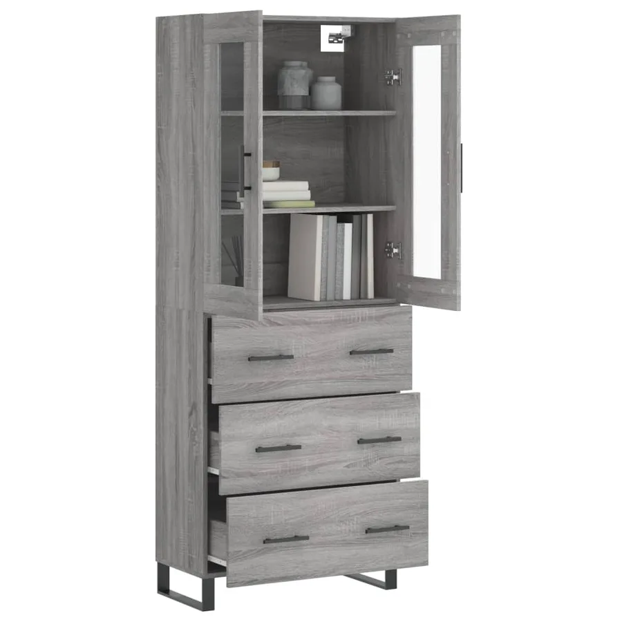 Buffet haut Sonoma gris 69,5x34x180 cm Bois d'ingénierie - 3