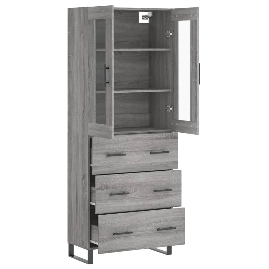 Buffet haut Sonoma gris 69,5x34x180 cm Bois d'ingénierie - 4