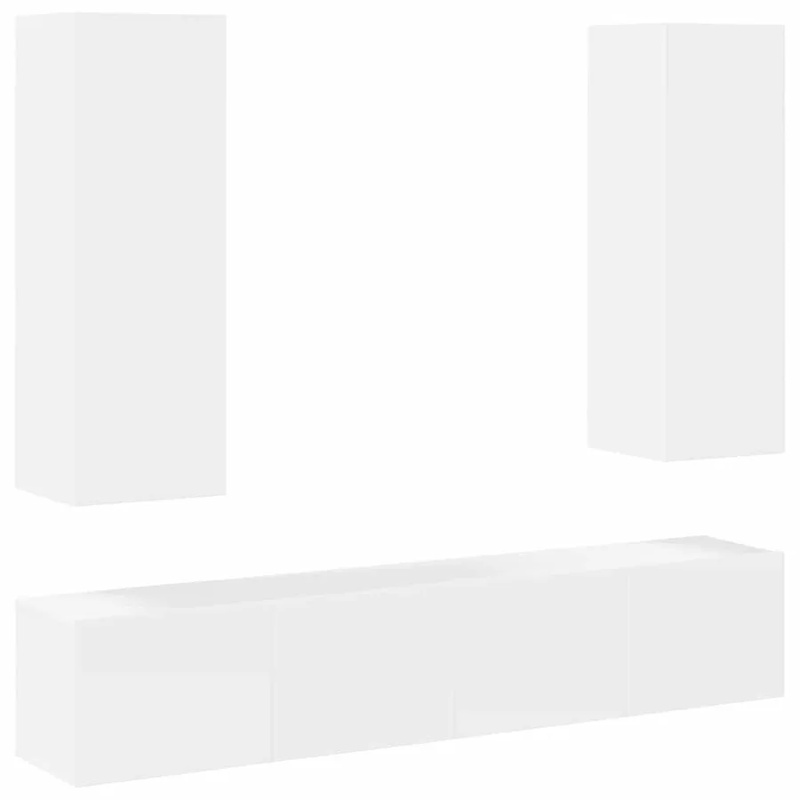 Ensemble de meubles TV 4 pcs Blanc Bois d'ingénierie - 2