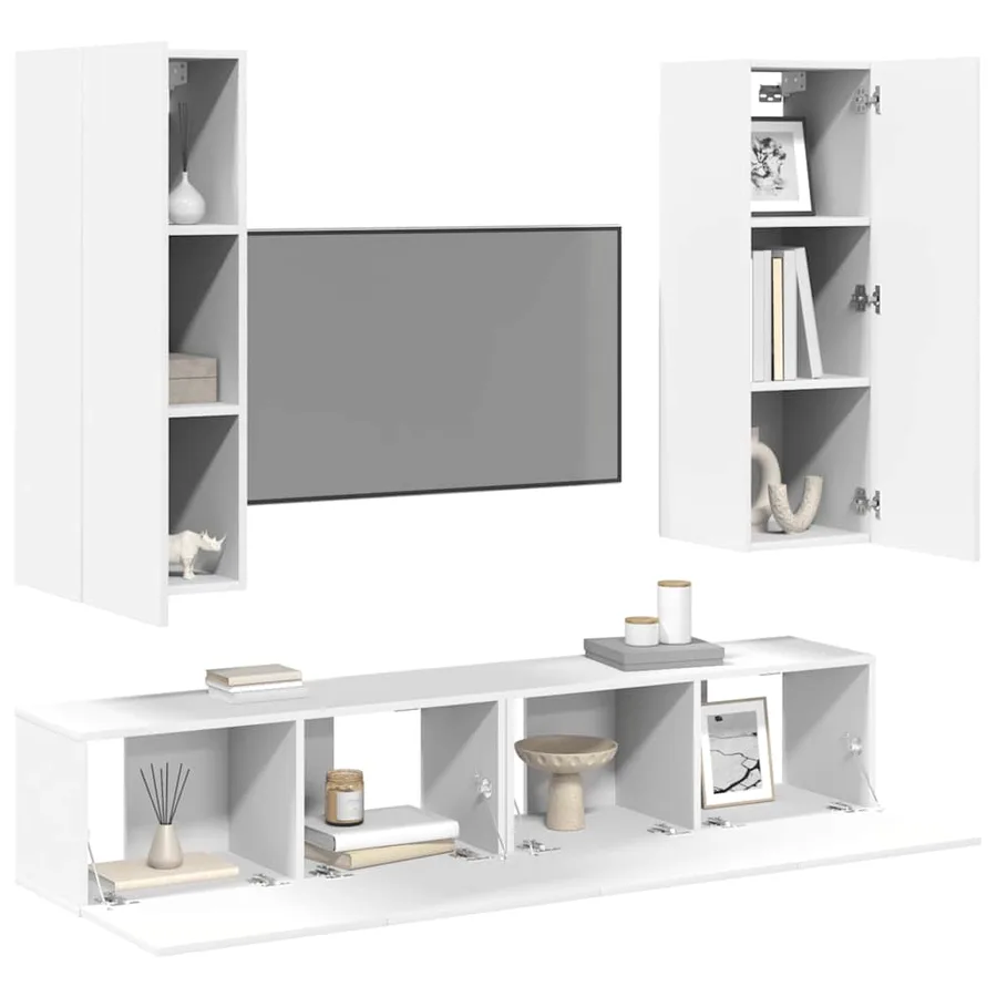 Ensemble de meubles TV 4 pcs Blanc Bois d'ingénierie - 3